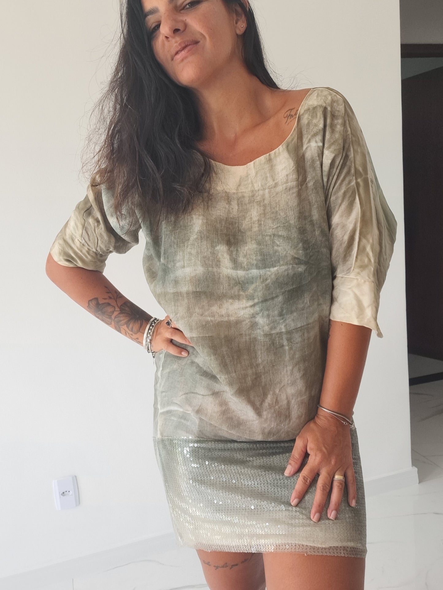 Vestido Sacada Mini paetês na Barra