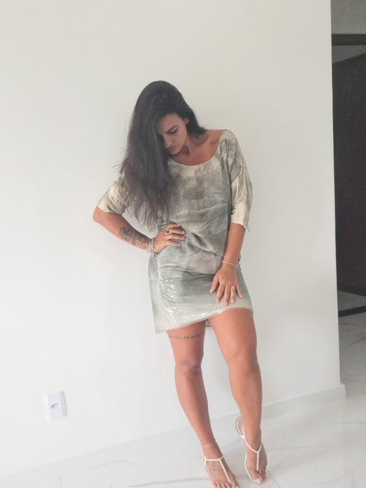 Vestido Sacada Mini paetês na Barra