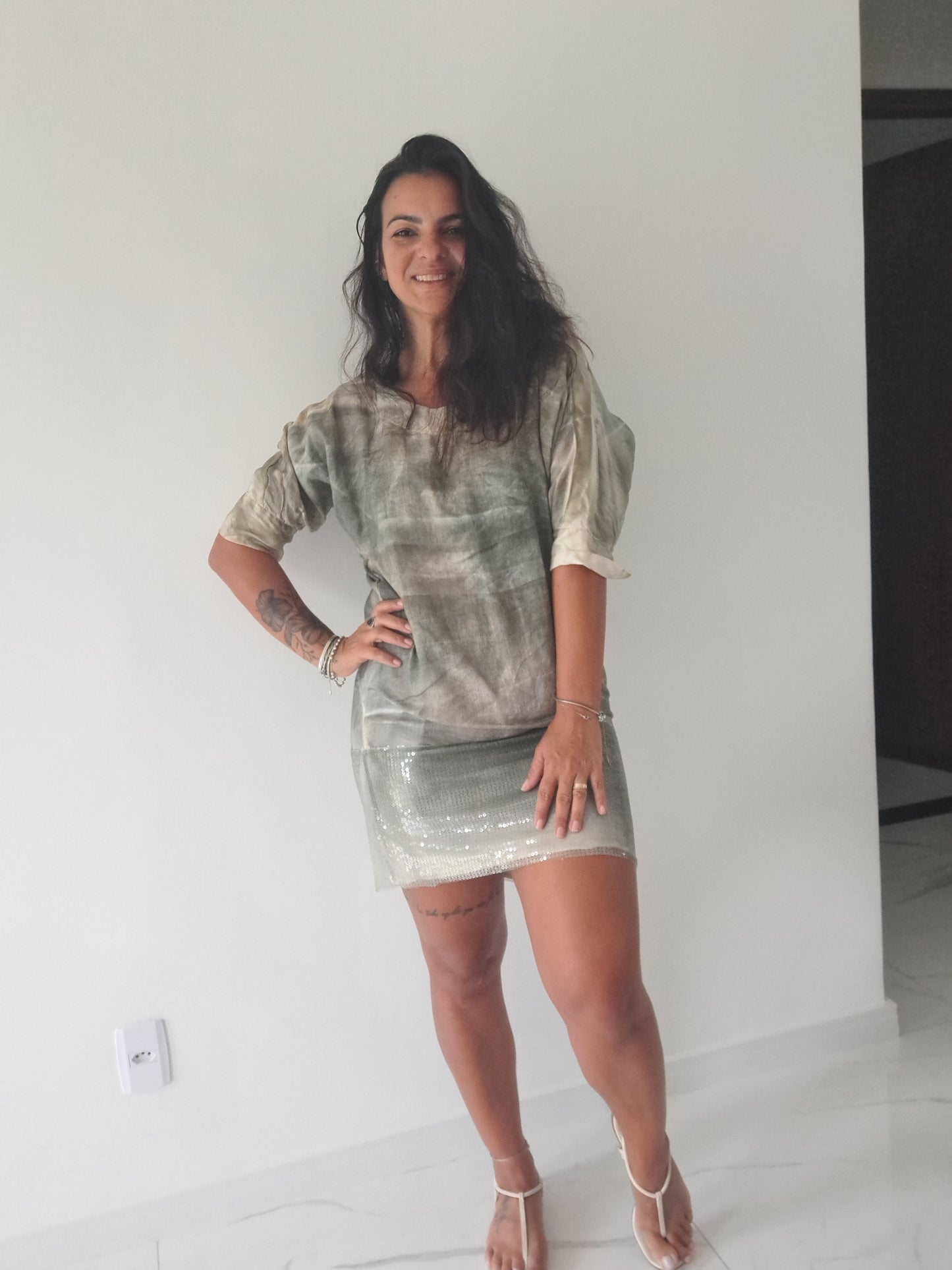 Vestido Sacada Mini paetês na Barra