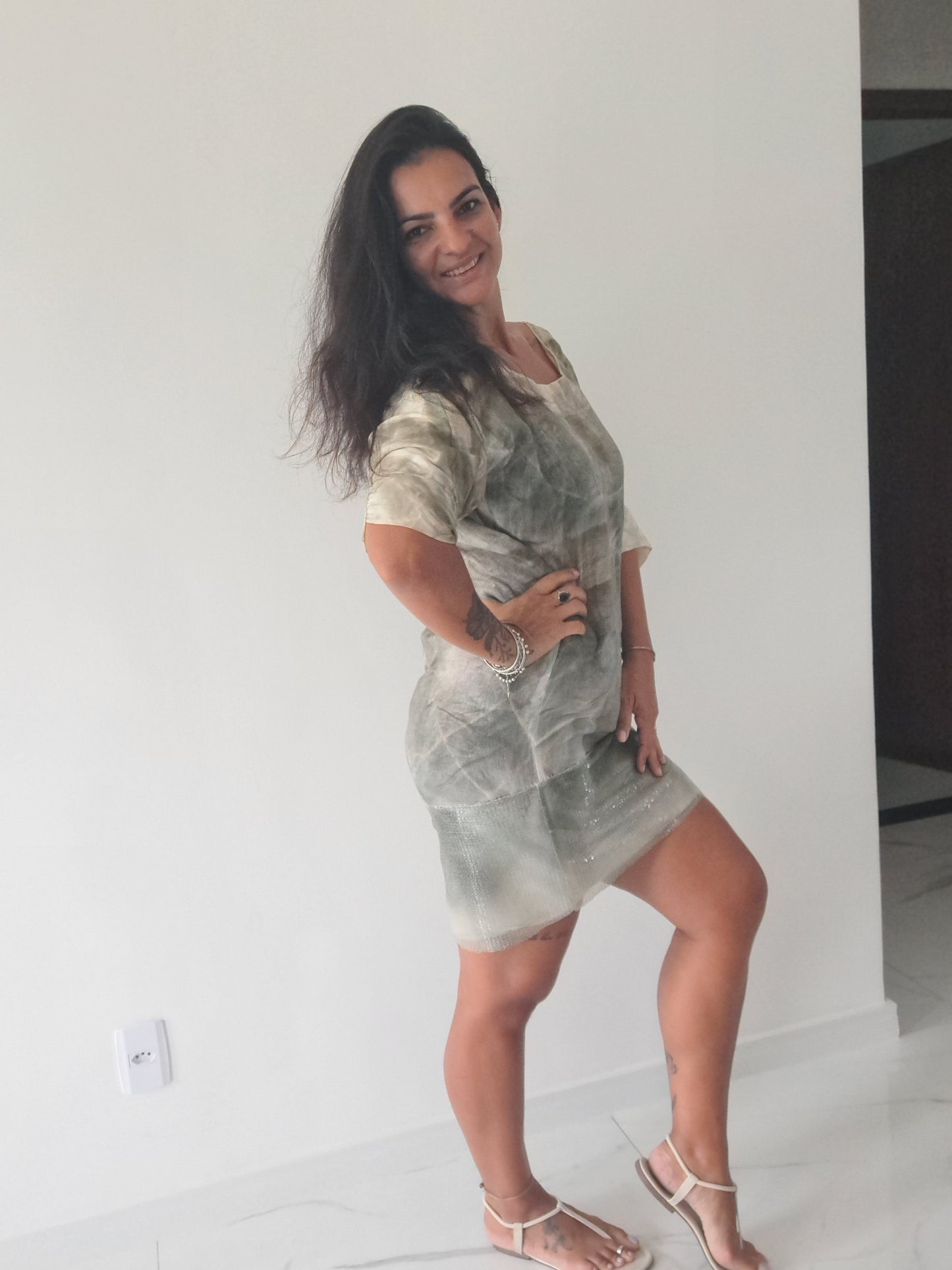 Vestido Sacada Mini paetês na Barra